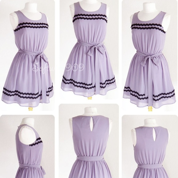 Last☝️ Lavender Lilac Black Lace Fit & Flare Dress - Picture 7 of 8